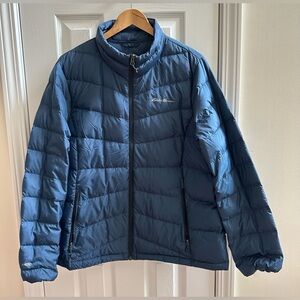 Gently worn women’s Eddie Bauer Blue Chevron Down Jacket